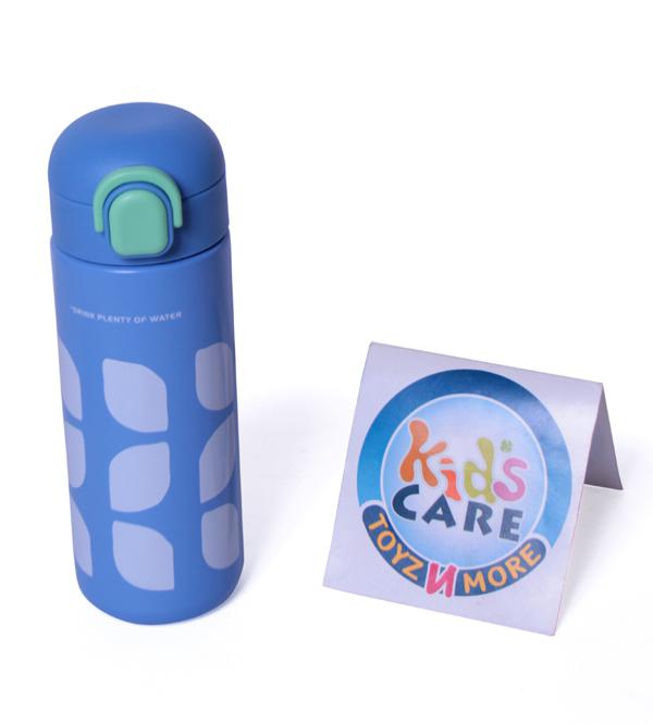 Printed Metallic 500-ml Stainless Steel Thermal Water Bottle With Straw - Blue (KP7275)