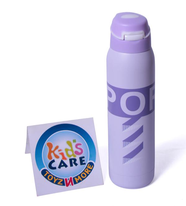 Metallic 500-ml Stainless Steel Thermal Water Bottle With Straw - Purple (8533)