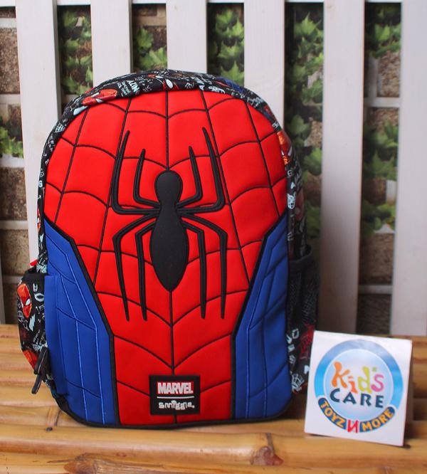 Smiggle Brand Marvel Spider Man Themed School Bag / Travel Backpack With Attached Hood (708749)