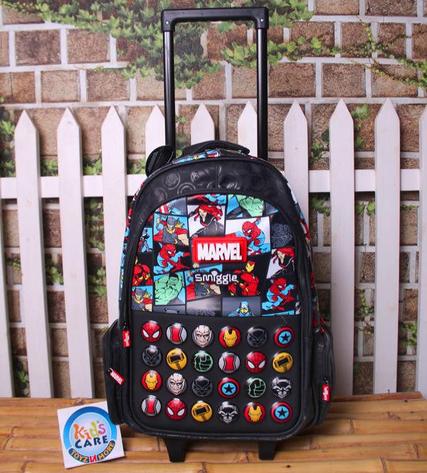 Smiggle Brand Marvel Spider Man Themed School Trolley Bag for Grade 2 and 3 (711778)