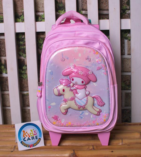 Lovely Kuromi Melody Themed School Trolley Bag for Grade 1 & 2 (2513-15)