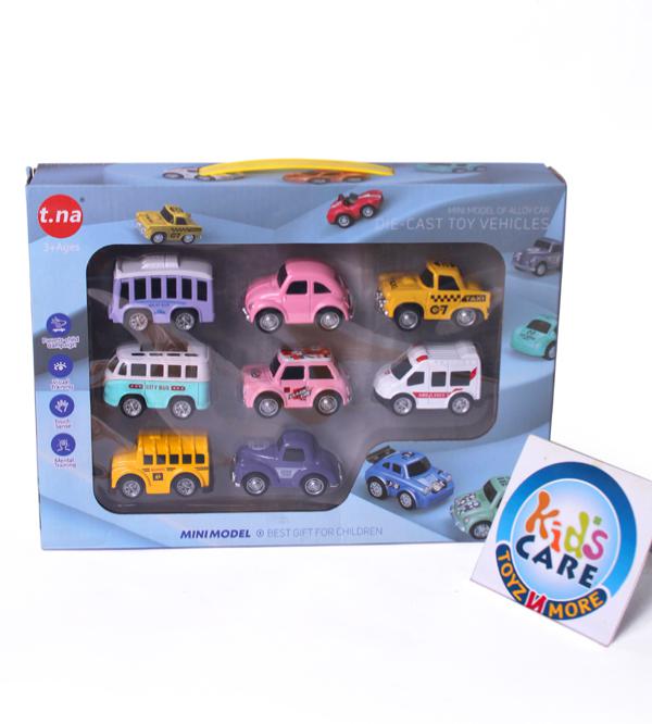 Pack of Eight Die Cast Colorful Pull Back Model Vehicles (TN-1221)