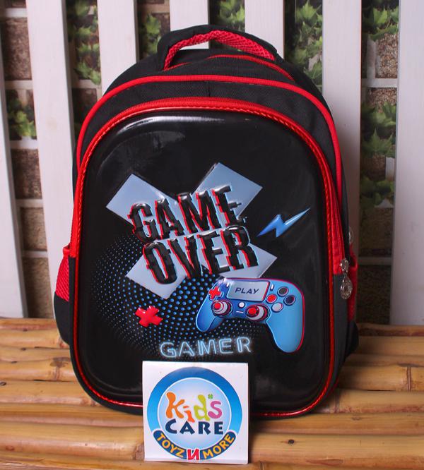 3D Game Over School Bag for Kids | Grade 1 & 2 | Black | Gaming Joystick Design (1408)