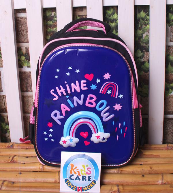 3D School Bag for Grade 1 & 2 | "Shine Rainbow" Purple | Kids Backpack (1408)