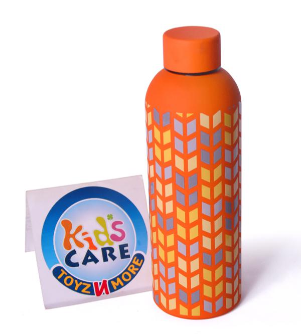 500 ml Adorable Printed Metallic Thermal Stainless Steel Water Bottle | Orange (733)