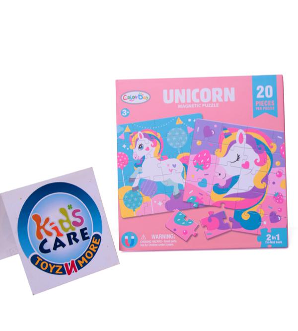 2-in-1 Tri-Fold Book &amp; 20-Piece Unicorn Magnetic Jigsaw Puzzle (62004)