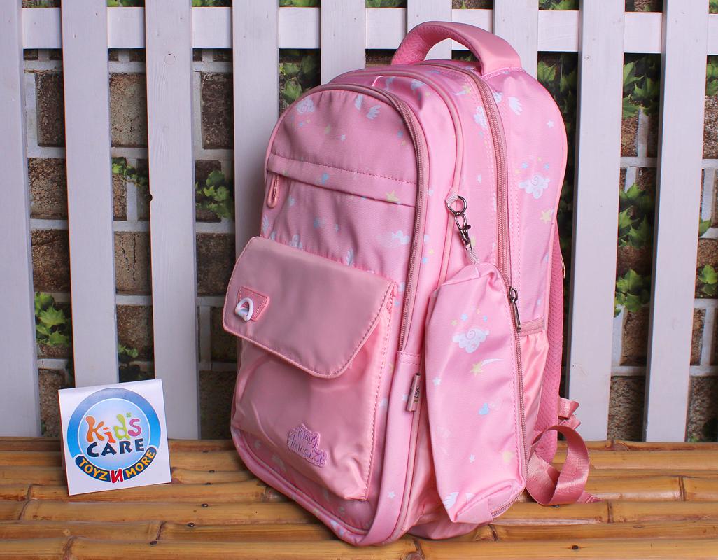 Jincaizi Premium Quality School Bag Backpack for Grade 2 & 3 With Matching Stationery Pouch Pink (8895#)