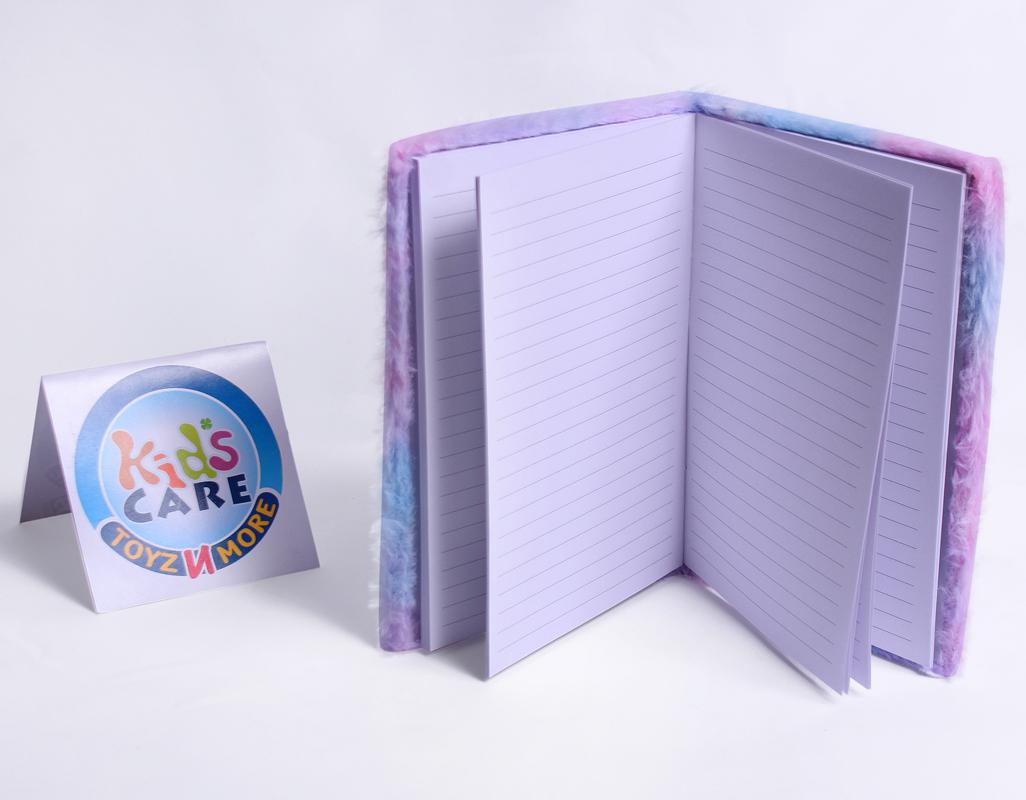 Outer Space Word Themed Fur Cover Notebook / Diary Purple (3265O)