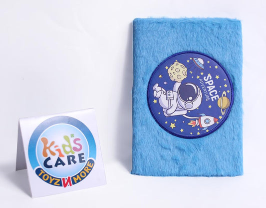 Outer Space Word Themed Fur Cover Notebook / Diary Blue (3265P)