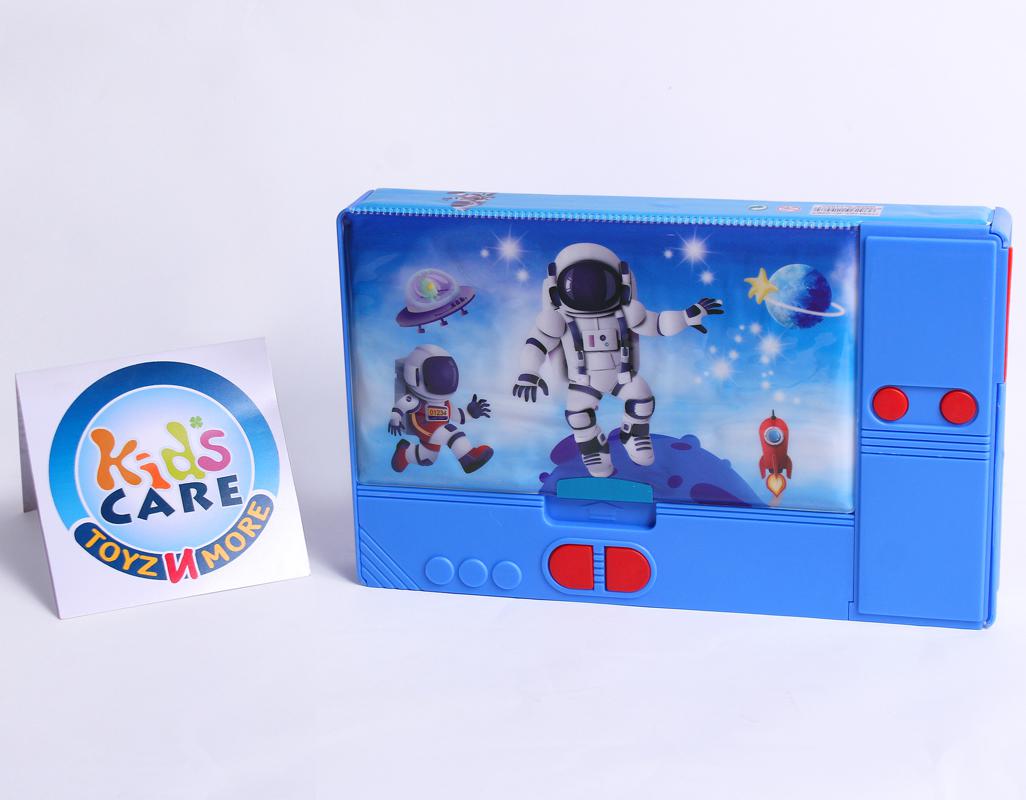 Outer Space World Themed Double Sided Magnetic Pencil Box With 6 Buttons (JC-2267)