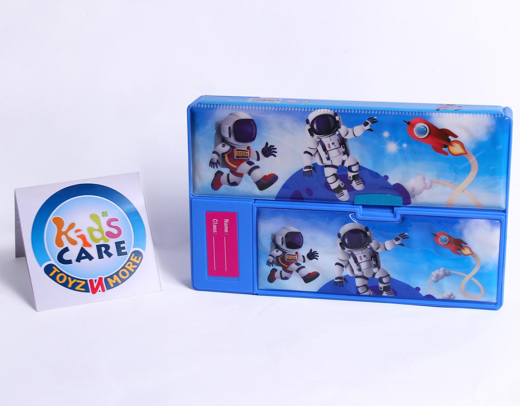 Outer Space World Themed Double Sided Magnetic Pencil Box With 6 Buttons (JC-2267)