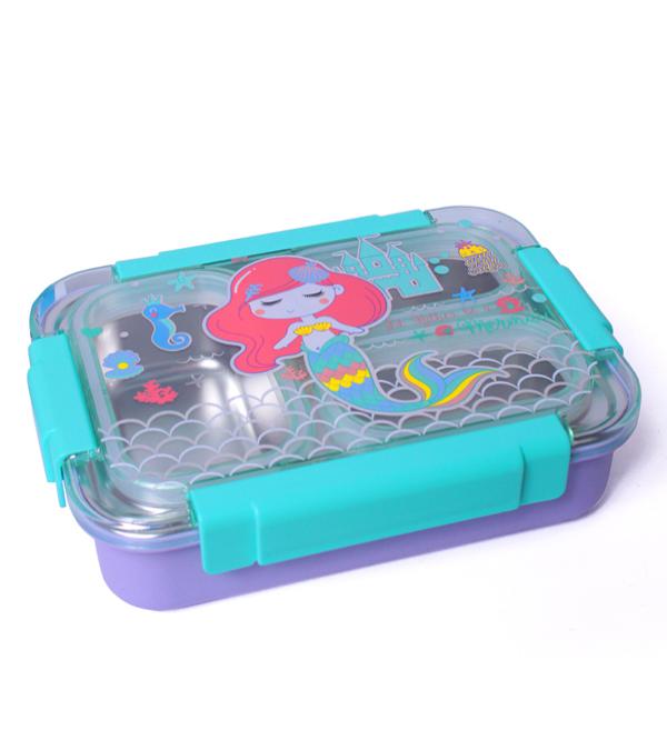 Vest Brand Mermaid Themed Three Sealed Portion Stainless Steel Lunch Box (U2086)