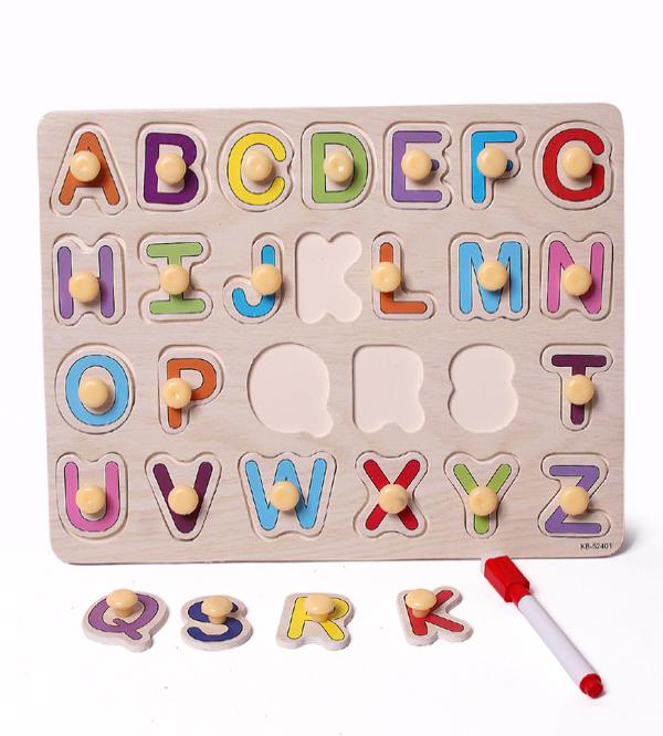 Wooden Alphabet Board with Whiteboard - Learning Toy for Kids (KB-52401)