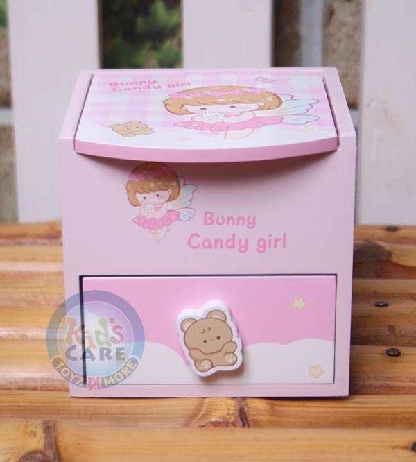 Adorable Bunny Candy Girl Themed Wooden Jewelry Organizer for Girls with Mirror (TCY9280)