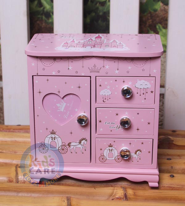 Adorable Castle Themed Wooden Jewelry Organizer for Girls | Pink | Mirror & Photo Frame (CS20002)