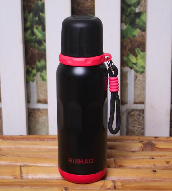 Ruihao 600ml Thermal Metallic Stainless Steel Water Bottle - Black (RT-686)