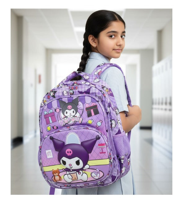 Kuromi 3D School Bag for Girls – Cute Purple Backpack for Grade 2–4 | Spacious & Comfortable (5016)