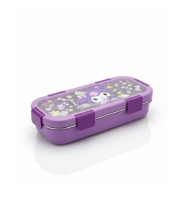 Kuromi Three Portion Stainless Steel Lunch Box with Spoon & Fork – 10.5 x 4 Inches (TQ-YC1)