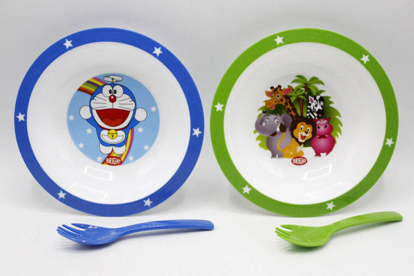 Doraemon & Animals Pack of 2 Bowl & Spork Set (KC5426)