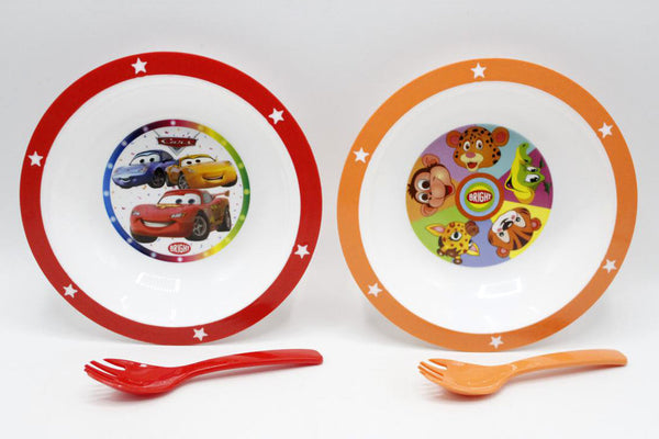Mc Queen Cars & Animals Pack of 2 Bowl & Spork Set (KC5426)