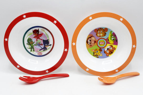 PJ Mask & Animals Pack of 2 Bowl & Spork Set (KC5426)