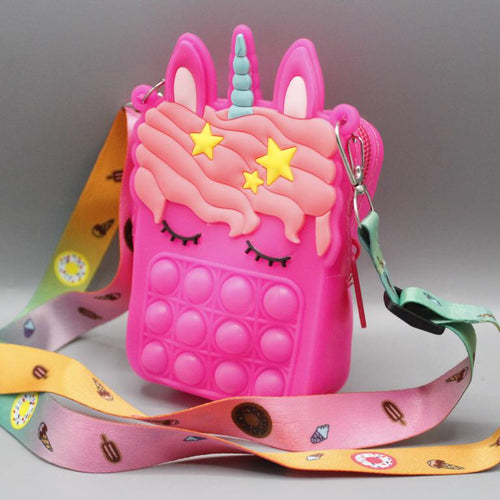Load image into Gallery viewer, Unicorn Shaped Pop It Soft Silicone Cross Body Pouch (KC5141A)

