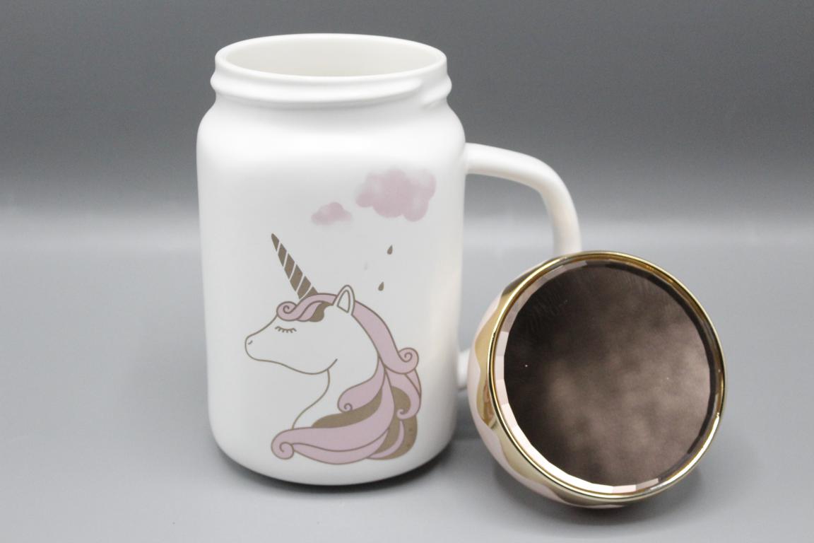 Unicorn Ceramic Mug WIth Mirrored Lid (G-23D)