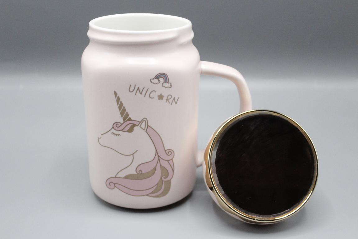 Unicorn Ceramic Mug WIth Mirrored Lid (G-23B)
