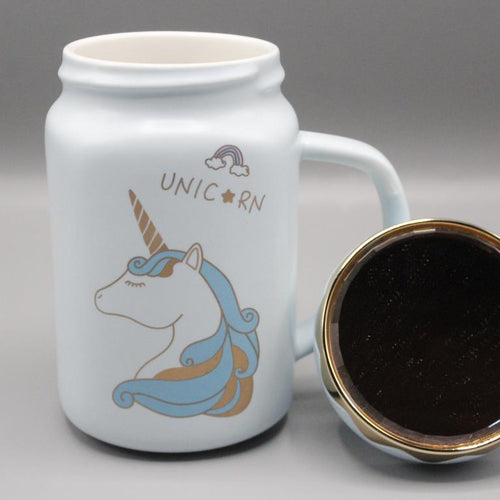 Load image into Gallery viewer, Unicorn Ceramic Mug WIth Mirrored Lid (G-23C)
