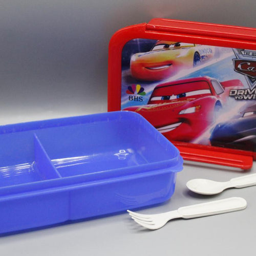 Load image into Gallery viewer, Mc Queen Cars Lunch Box With Two Portions, Spoon &amp; Fork (KC5260)
