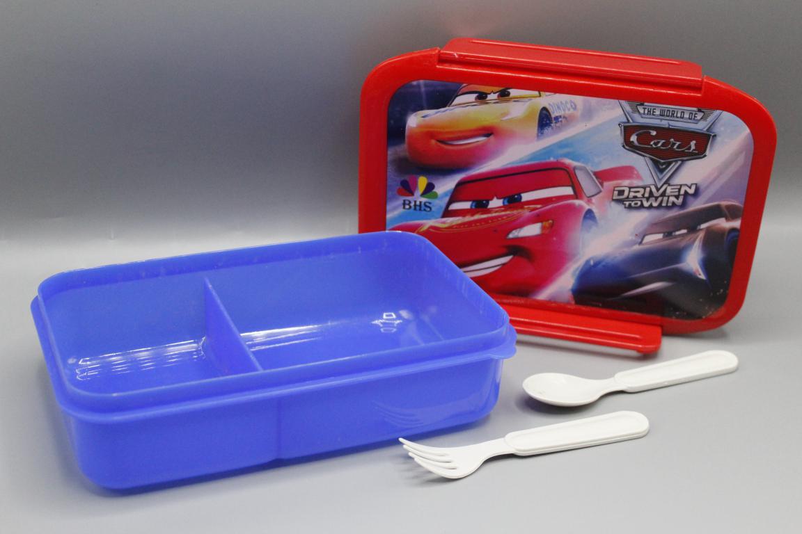 Mc Queen Cars Lunch Box With Two Portions, Spoon & Fork (KC5260)