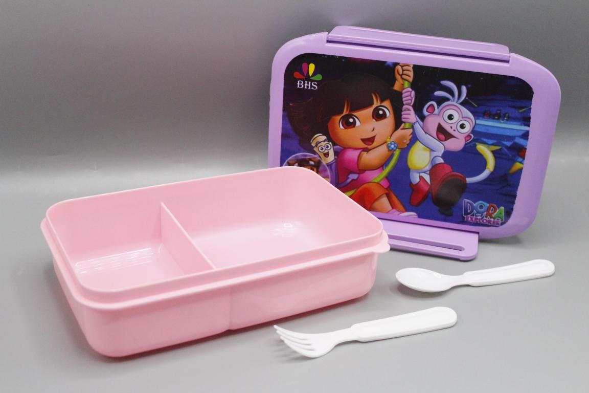 Dora The Explorer Lunch Box With Two Portions, Spoon & Fork (KC5260)