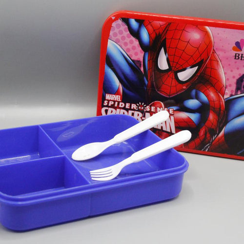 Load image into Gallery viewer, Spider Man Lunch Box With Three Portions, Spoon &amp; Fork (KC5261)
