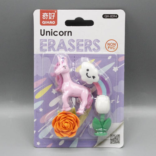 Load image into Gallery viewer, Unicorn Shaped Erasers Pack of 4 Erasers (QH-8394A)
