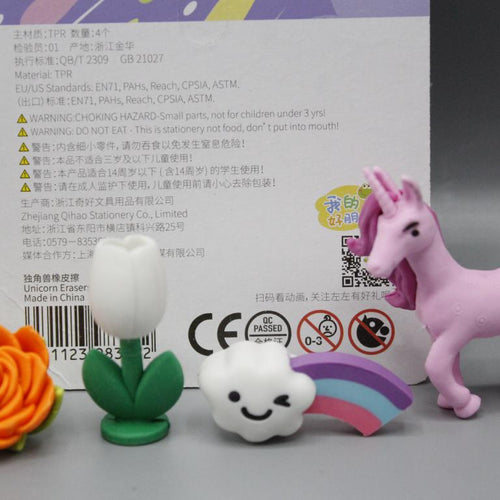 Load image into Gallery viewer, Unicorn Shaped Erasers Pack of 4 Erasers (QH-8394A)
