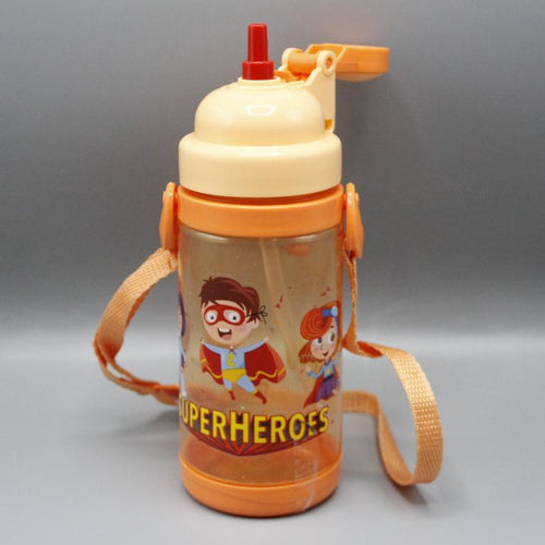 Load image into Gallery viewer, Super Heroes Water Bottle With Straw 400 ml Orange (KC5472)
