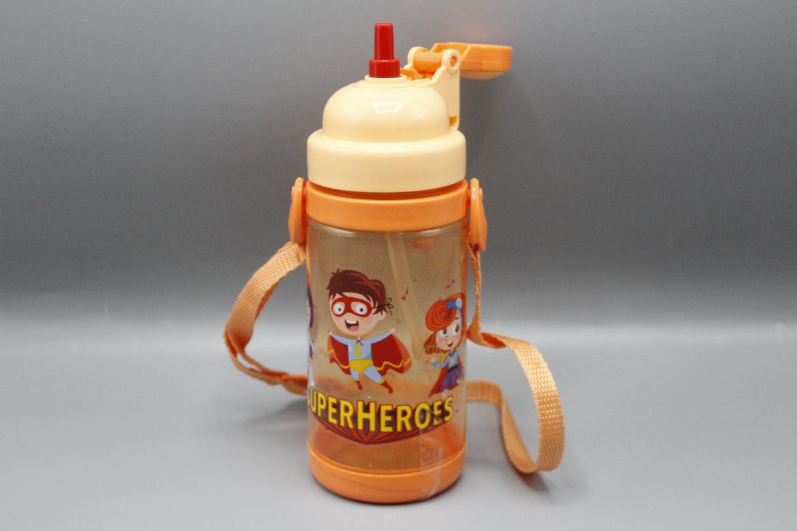Super Heroes Water Bottle With Straw 400 ml Orange (KC5472)