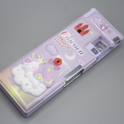 Load image into Gallery viewer, Unicorn Double Sided Magnetic Stationery Case Purple (35281-B)
