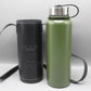 High Quality Metallic Thermal Water Bottle With Leather Cover 1100 ml Green (DWX-5061)
