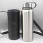 High Quality Metallic Thermal Water Bottle With Leather Cover 1100 ml Silver (DWX-5061)
