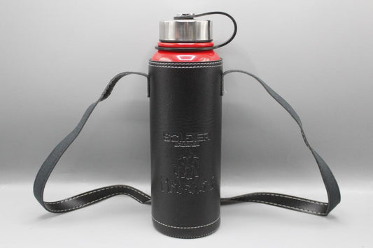 High Quality Metallic Thermal Water Bottle With Leather Cover 1100 ml Red (DWX-5061)