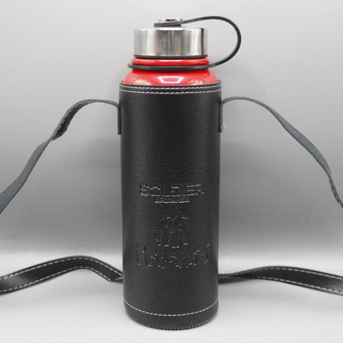 Load image into Gallery viewer, High Quality Metallic Thermal Water Bottle With Leather Cover 1100 ml Red (DWX-5061)
