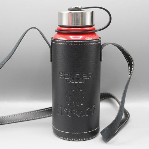 Load image into Gallery viewer, High Quality Metallic Thermal Water Bottle With Leather Cover 800 ml Red (DWX-5060)
