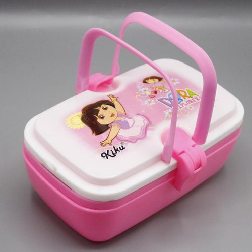 Load image into Gallery viewer, Dora The Explorer Two Level Lunch Box With Spoon &amp; Fork (KC5599)
