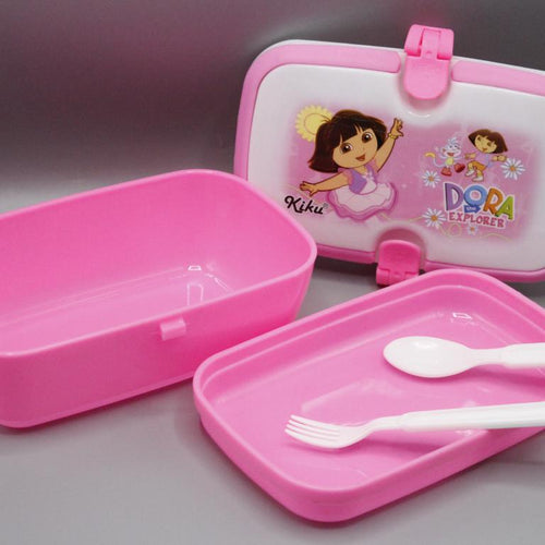 Load image into Gallery viewer, Dora The Explorer Two Level Lunch Box With Spoon &amp; Fork (KC5599)
