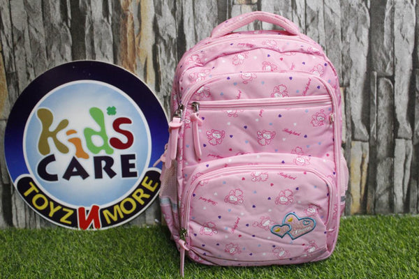 Printed Water Proof School Bag for Girls With Stationery Organizer Compartment Pink (9801#)