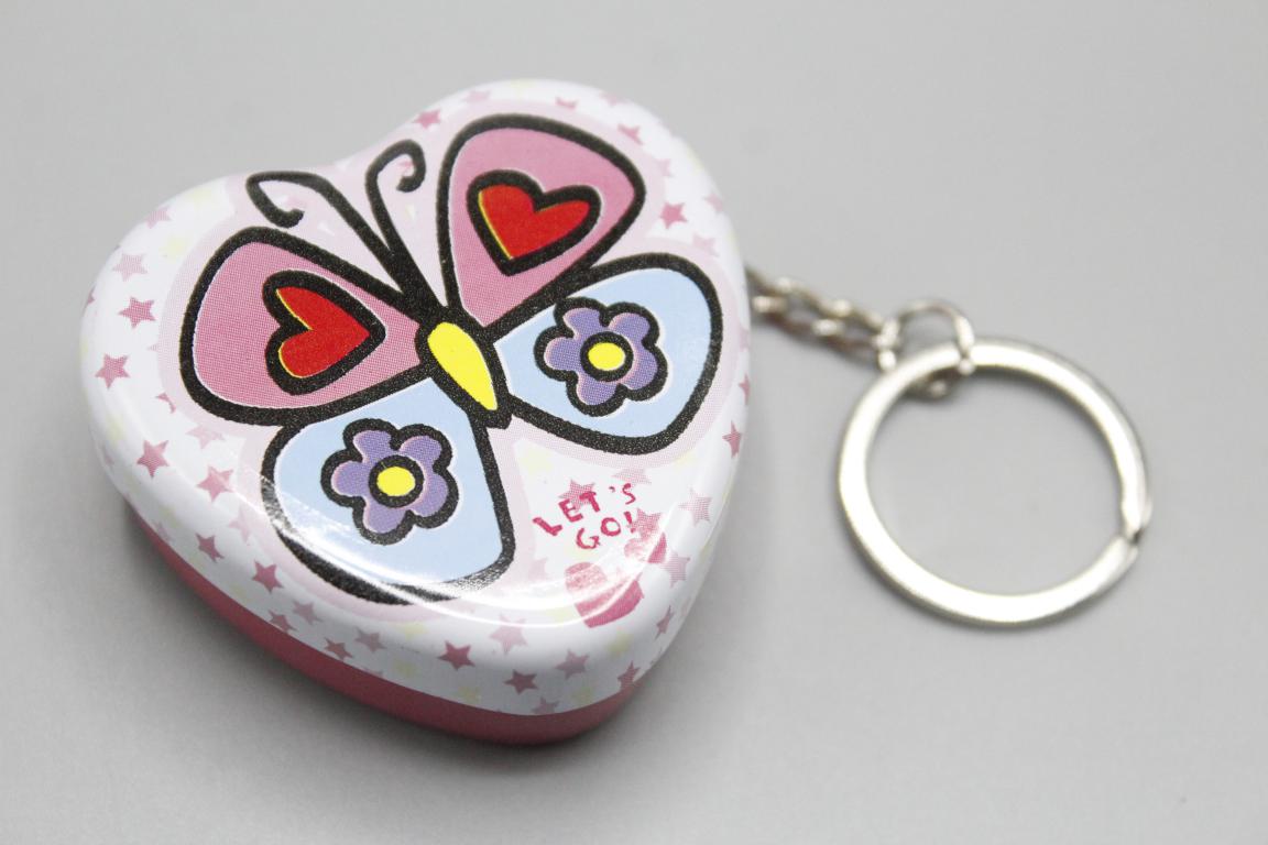 Pink Butterfly Tin Case Keychain / Bag Hanging (KC5611A)