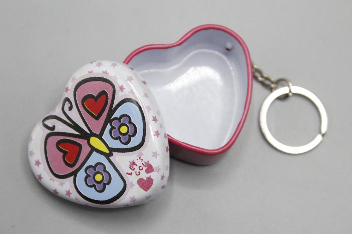 Pink Butterfly Tin Case Keychain / Bag Hanging (KC5611A)