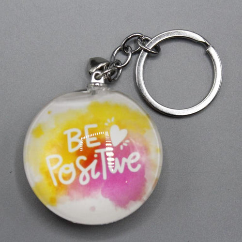 Load image into Gallery viewer, Be Positive Acrylic Round Shaped Key Chain / Bag Hanging (KC5601)
