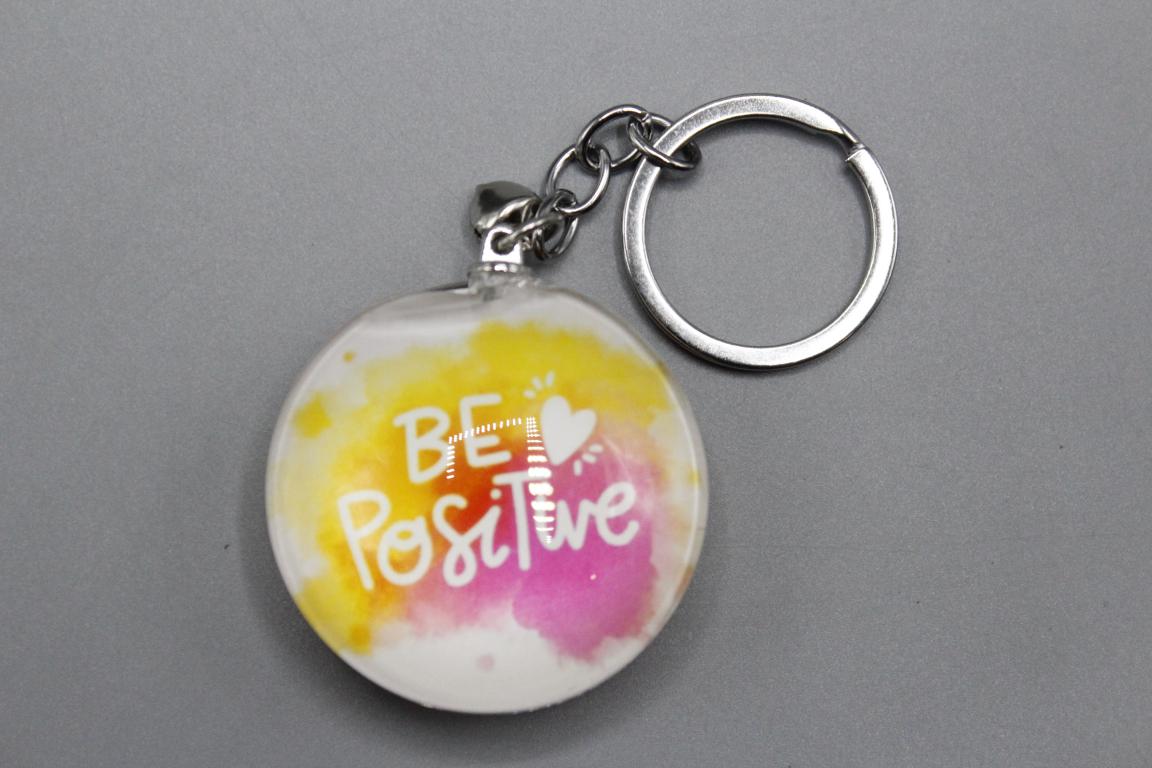 Be Positive Acrylic Round Shaped Key Chain / Bag Hanging (KC5601)